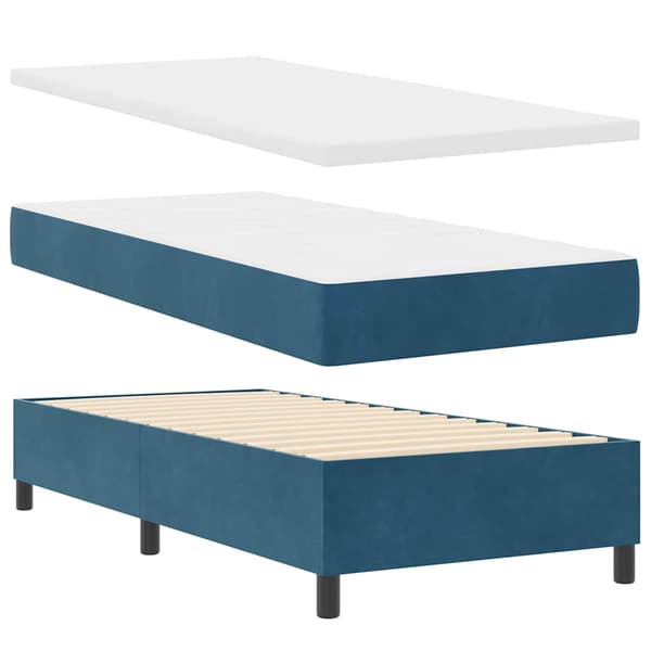 vidaXL Box spring seng med madras Mørk blå 200 x 90 cm Polyester