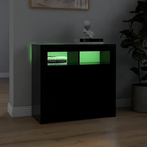 vidaXL skænk med LED-lys 80x35x75 cm sort