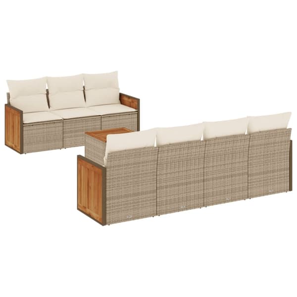 vidaXL sofasæt til haven 8 dele med hynder polyrattan beige