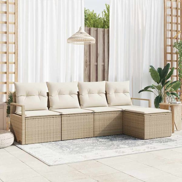 vidaXL Sofa Sæt 5 pcs Beige polyrattan