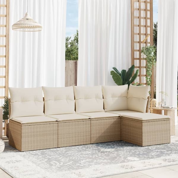 vidaXL sofasæt til haven 5 dele med hynder polyrattan beige