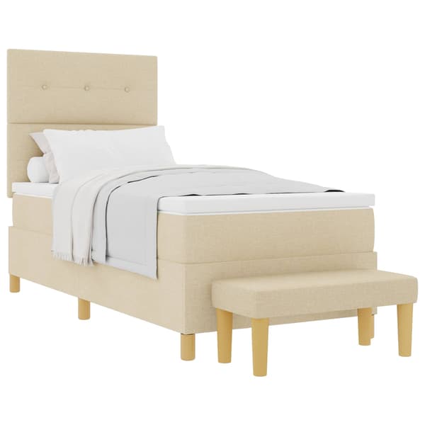 vidaXL Box spring seng med madras Creme 100 x 200 cm Stof