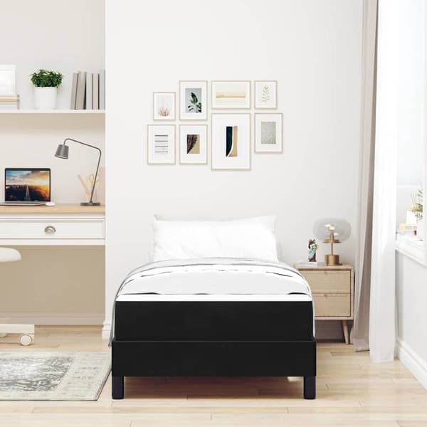 vidaXL Box spring seng med madras Sort 90 x 190 cm Stof