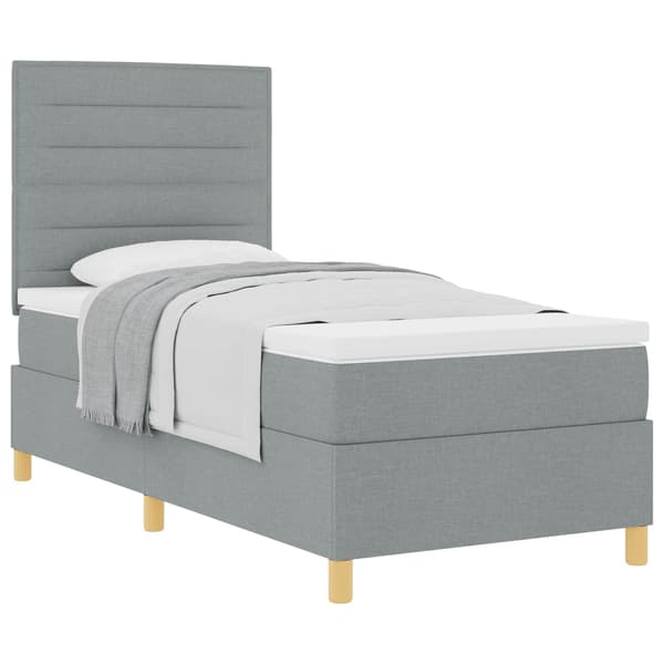 vidaXL Box spring seng med madras Lysegrå 90 x 190 cm Stof
