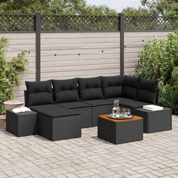vidaXL Havesofa Sæt 7 pcs Sort