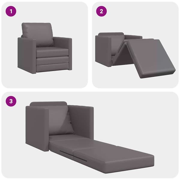 vidaXL Sovesofa 60cm Grå Kunstlæder