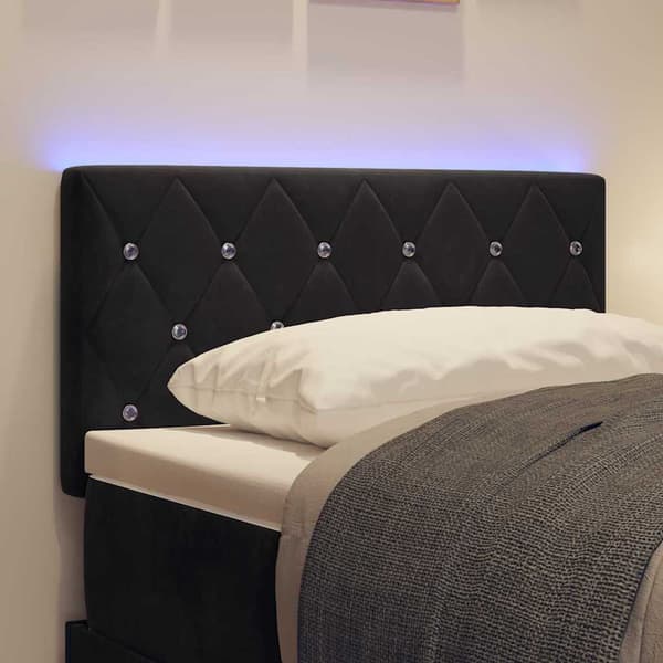 vidaXL LED sengegavl med LED -strimmellys Sort 80 cm Polyester