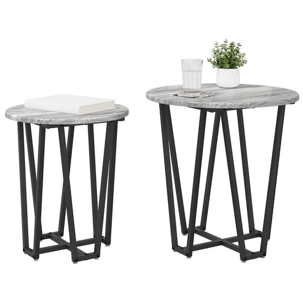 vidaXL Sidebordssæt 2 pcs Grå Sonoma og Sort