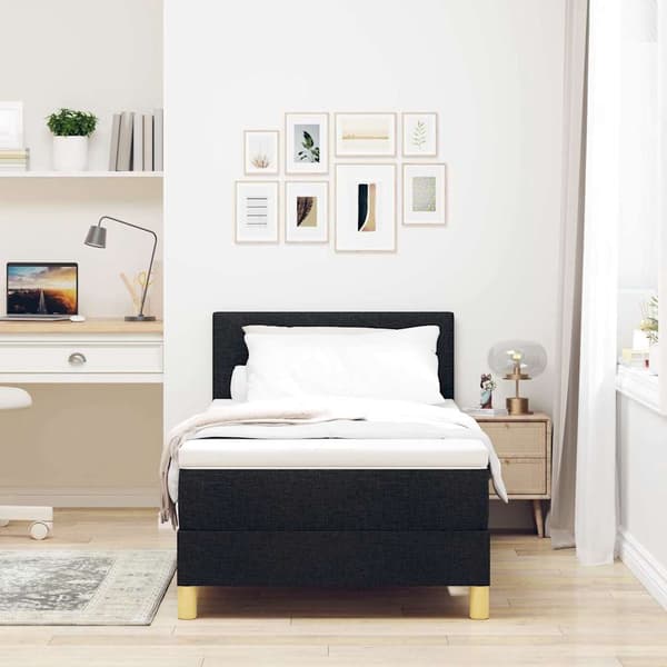 vidaXL Box spring seng med madras Sort 100 x 200 cm Stof