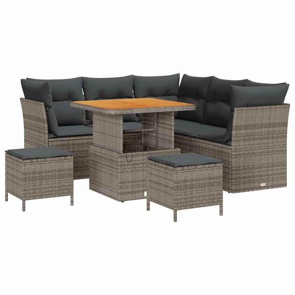 vidaXL Havesofa Sæt 8 pcs Grå polyrattan