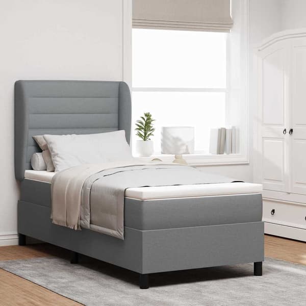 vidaXL Box spring seng med madras Lysegrå 90 x 190 cm Stof