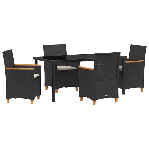 vidaXL Have Spisebordssæt 5 pcs Sort polyrattan