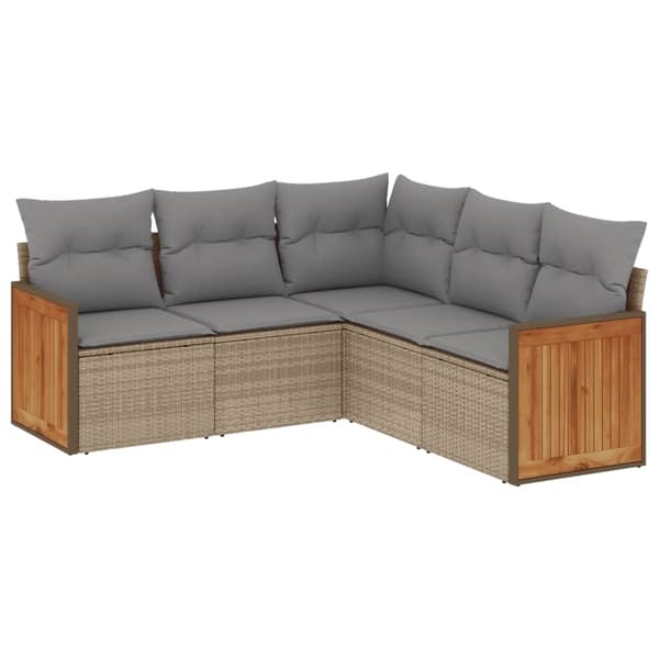 vidaXL sofasæt til haven 5 dele med hynder polyrattan beige