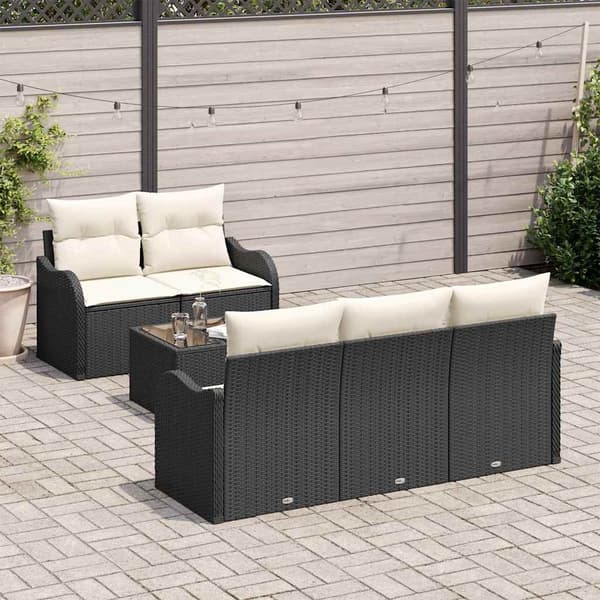 vidaXL Havesofa Sæt Sort polyrattan