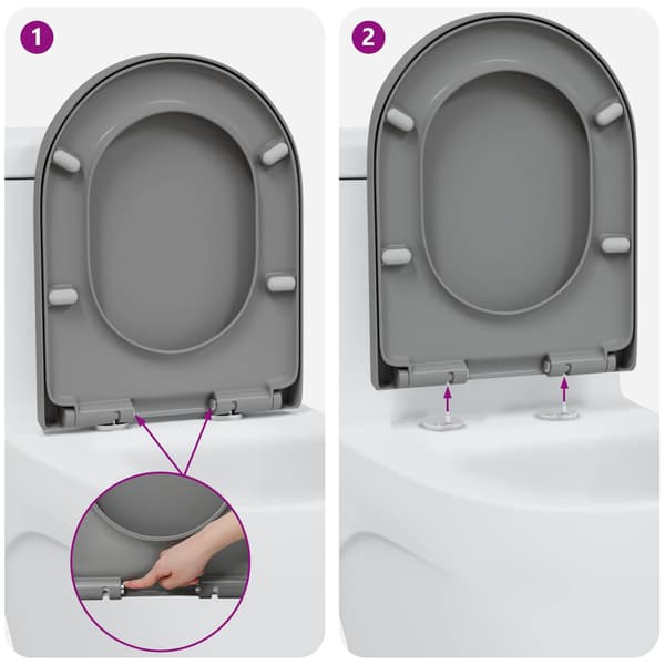 vidaXL WC-istuin Harmaa 49 x 36 x 4 cm Duroplast