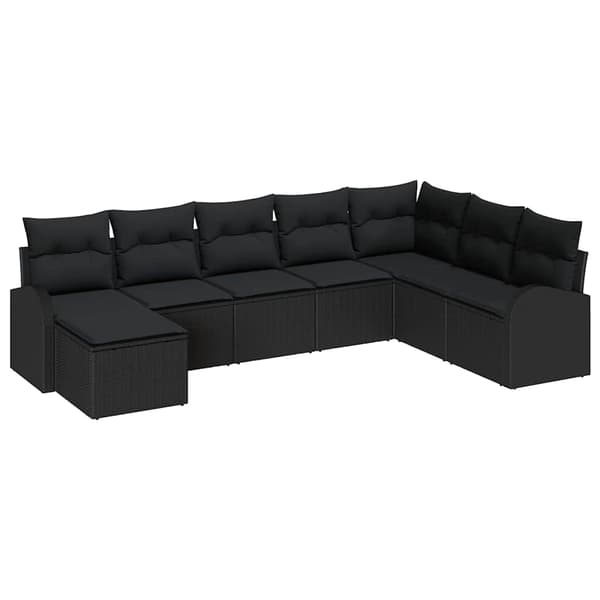 vidaXL Sofa Sæt med pude med opbevaring 8 pcs Sort polyrattan