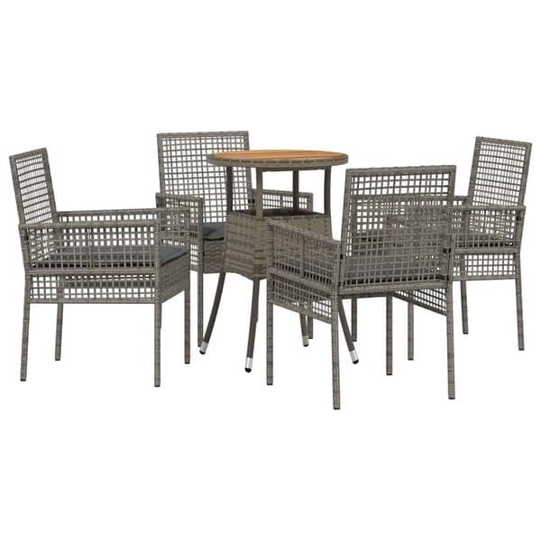 vidaXL Have Spisebordssæt 5 pcs Grå polyrattan