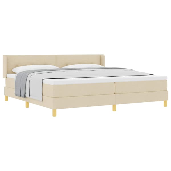 vidaXL Box spring seng med madras Creme 200 x 200 cm Polyester