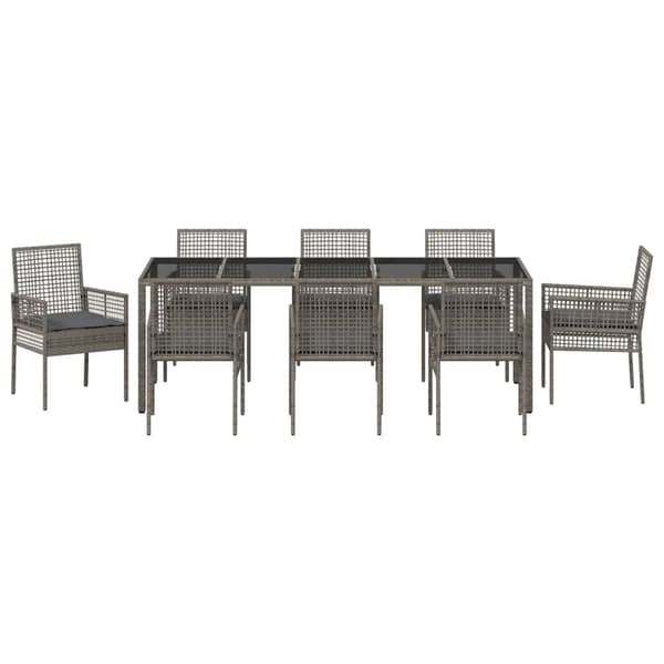 vidaXL Have Spisebordssæt 9 pcs Grå polyrattan