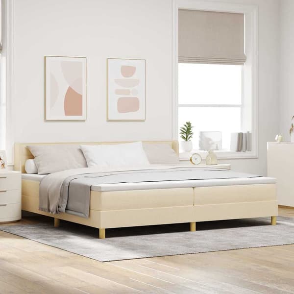 vidaXL Box spring seng med madras Creme 200 x 200 cm Polyester