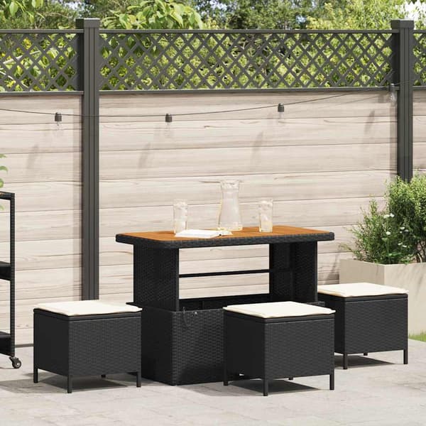 vidaXL Have Spisebordssæt Sort polyrattan
