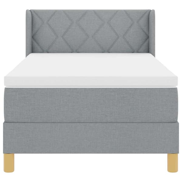 vidaXL Box spring seng med madras Lysegrå 200 x 90 cm Polyester