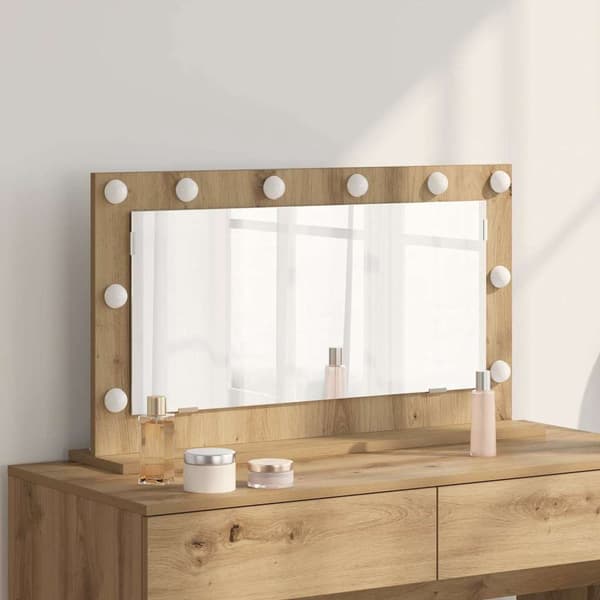 vidaXL Vaskeskab Spejl Rektangulær Artisan Egetræ 80 x 45 x 18 cm