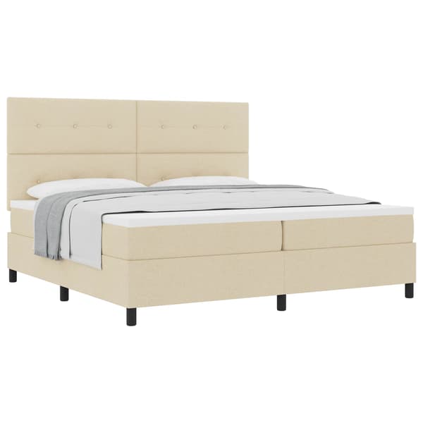 vidaXL Box spring seng med madras Creme 200 x 200 cm Stof