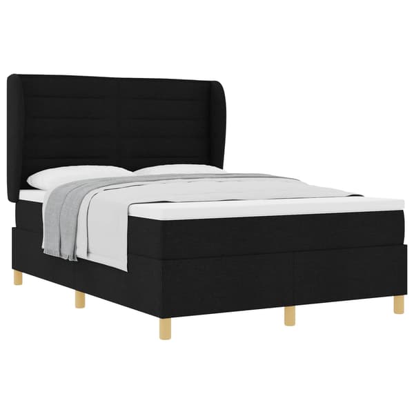 vidaXL Box spring seng med madras Sort 190 x 140 cm Stof