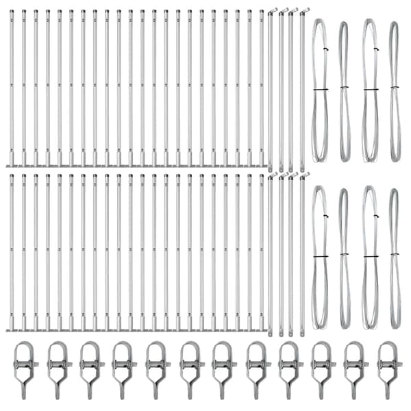 vidaXL Hegnspæl 52 pcs Grå 3,2 x 3,2 x 110 cm
