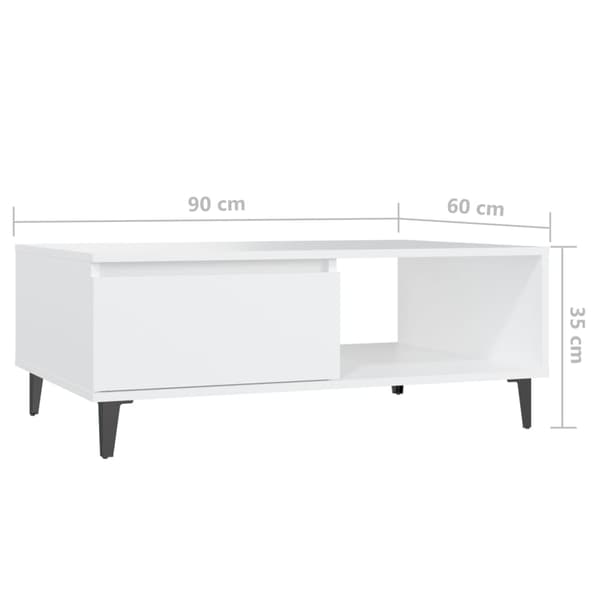 vidaXL sofabord 90x60x35 cm spånplade hvid