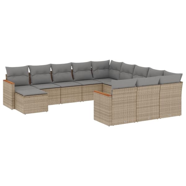 vidaXL sofasæt til haven 12 dele med hynder polyrattan beige