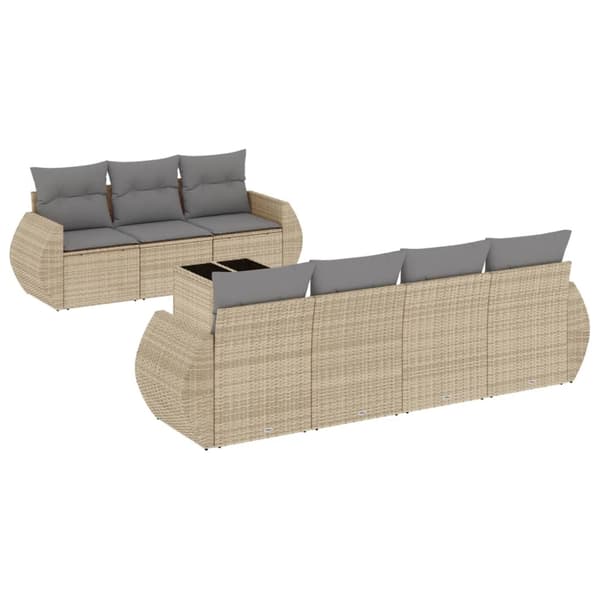 vidaXL sofasæt til haven 8 dele med hynder polyrattan beige