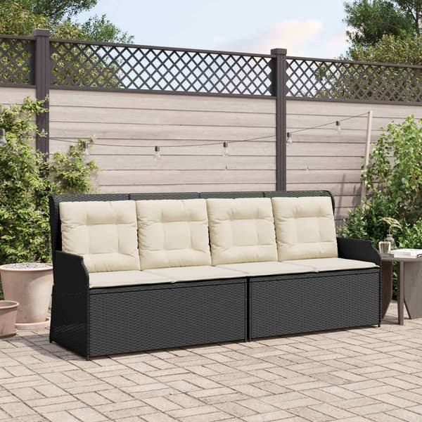 vidaXL Havebænk Sort polyrattan