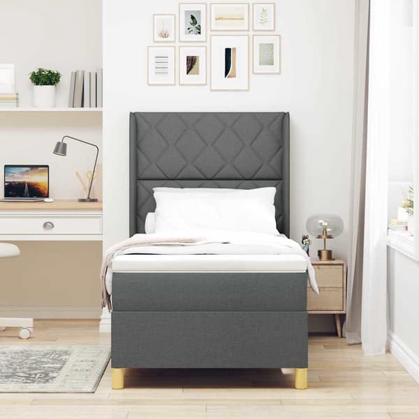 vidaXL Box spring seng med madras Grå 100 x 200 cm Stof