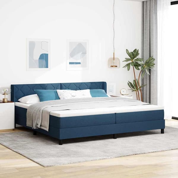 vidaXL Box spring seng med madras Blå 200 x 200 cm Polyester