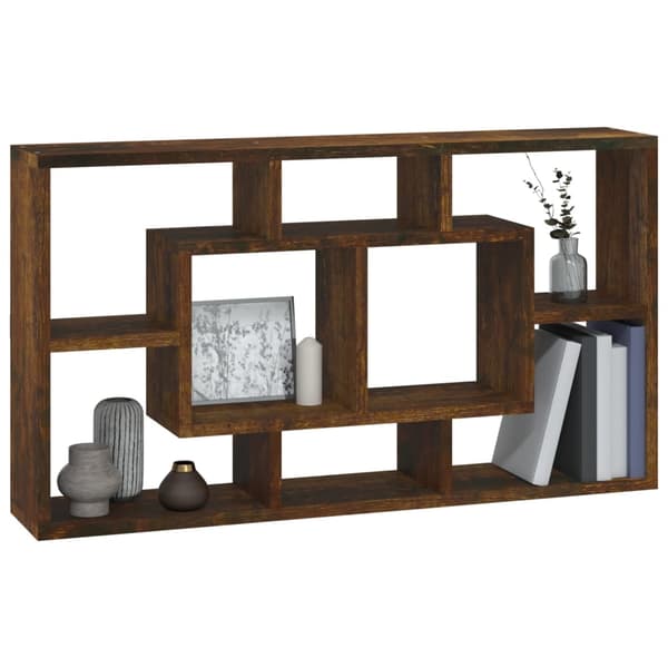 vidaXL væghylde 8 rum røget egetræ