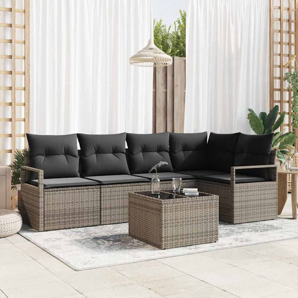 vidaXL Sofa Sæt 6 pcs Grå polyrattan