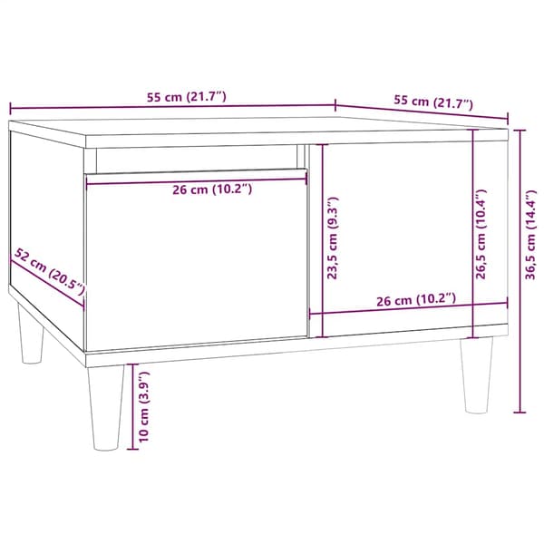 vidaXL sofabord 55x55x36,5 cm konstrueret træ røget egetræsfarve