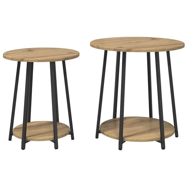 vidaXL Sidebordssæt med hylde 2 pcs Artisan egetræ og sort
