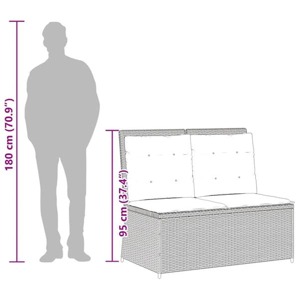 vidaXL Havebænk Sort polyrattan