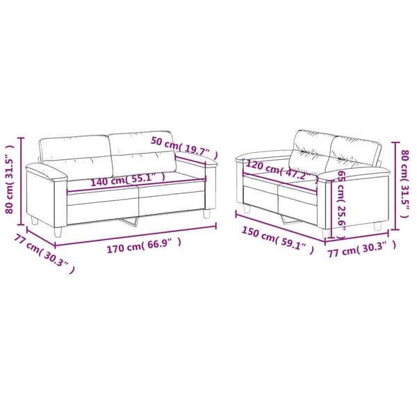 vidaXL sofasæt 2 dele med hynder kunstlæder grå