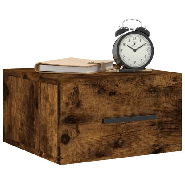 vidaXL væghængte sengeborde 2 stk. 35x35x20 cm røget egetræsfarve
