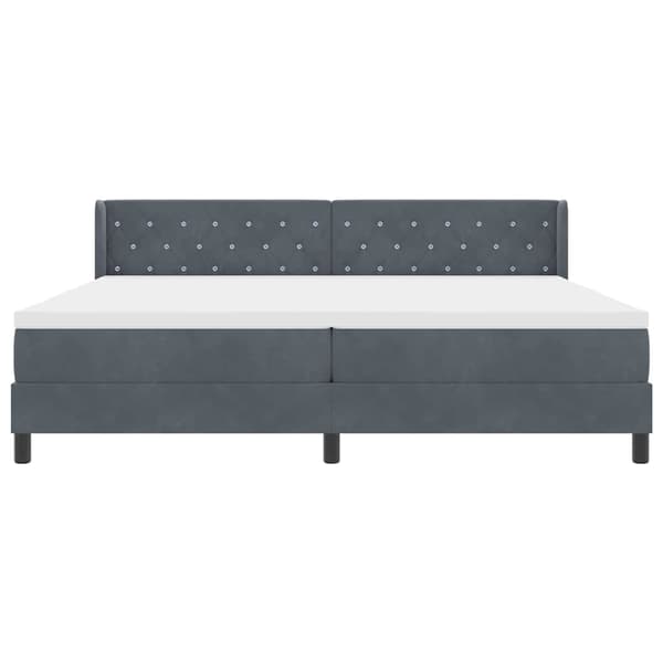 vidaXL Box spring seng med madras Mørkegrå 200 x 200 cm Polyester