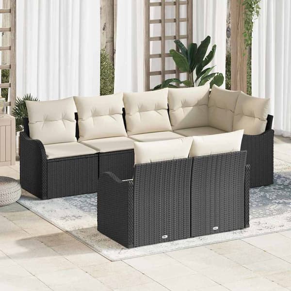 vidaXL Havesofa Sæt Sort polyrattan