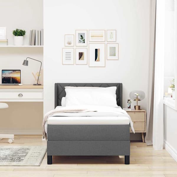 vidaXL Box spring seng med madras Mørkegrå 200 x 90 cm Polyester