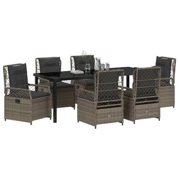 vidaXL Have Spisebordssæt 7 pcs Grå polyrattan