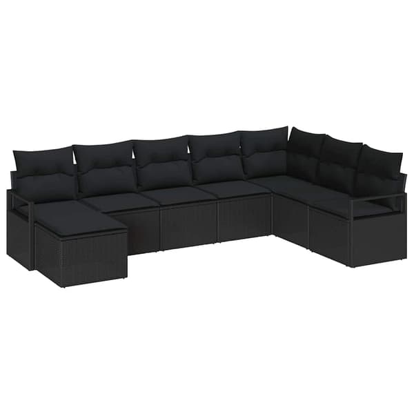 vidaXL Sofa Sæt med pude 8 pcs Sort polyrattan