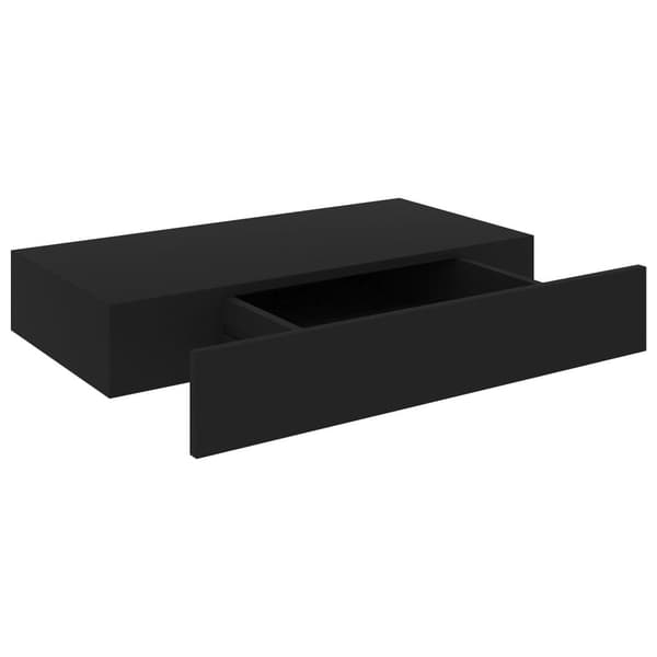 vidaXL væghylde med skuffe 48x25x8 cm sort