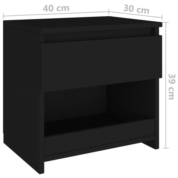 vidaXL sengebord 40x30x39 cm spånplade sort